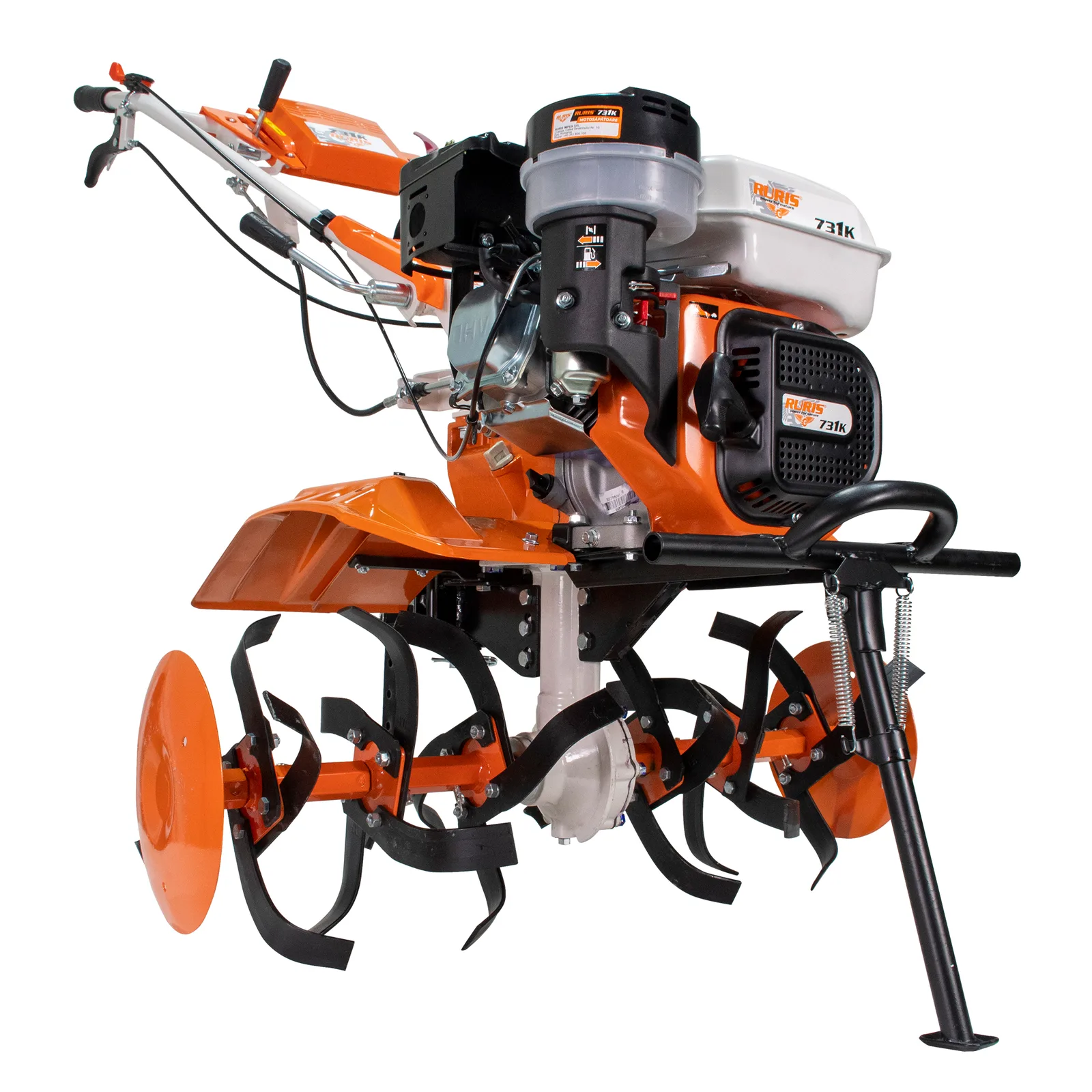 Motosapatoare RURIS 731acc3 + roti cauciuc 5.00-8+rarita+plug+adaptor+dispozitiv scos cartofi+roti metalice 400 fara manicot+cultivator+remorca RURIS 550s