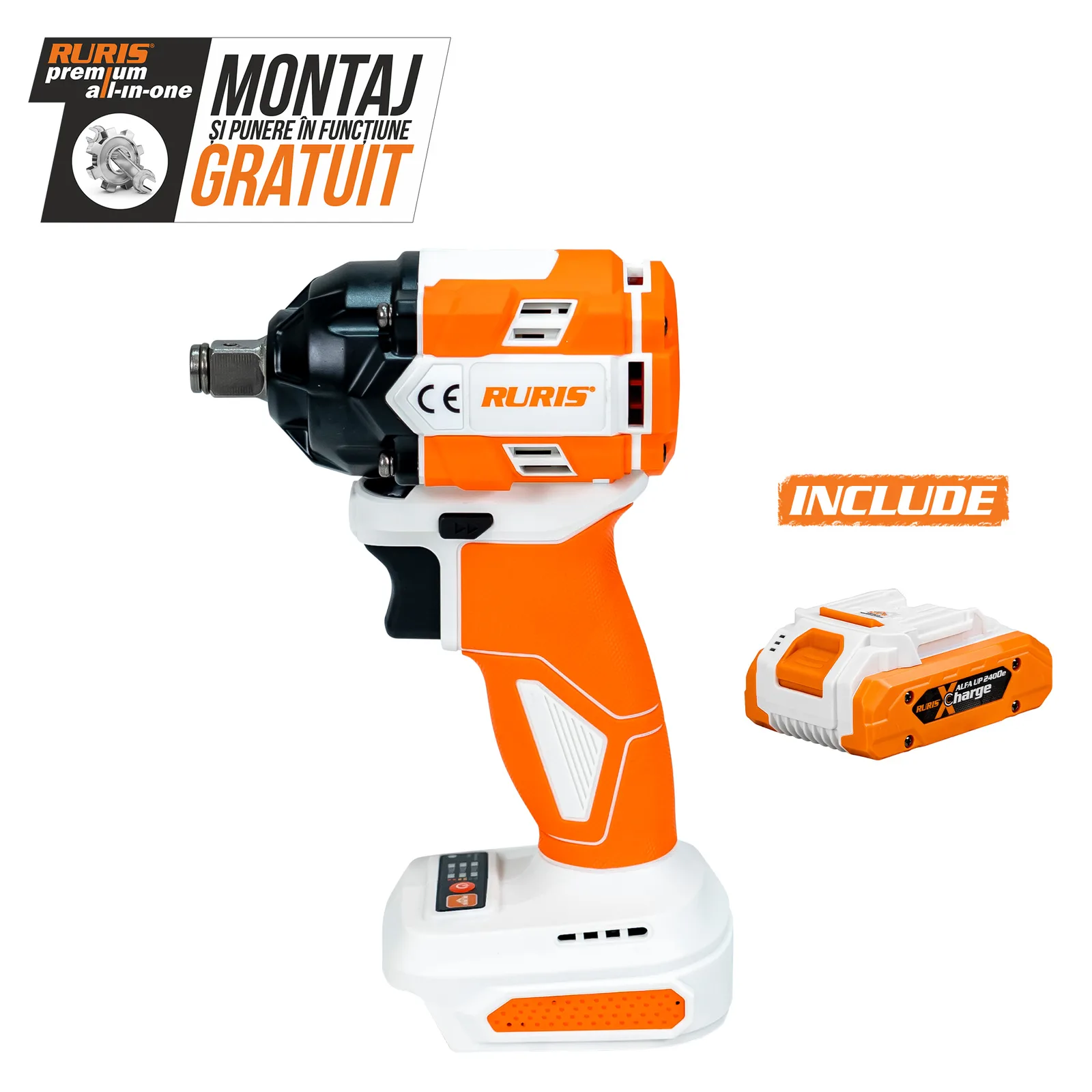 Masina de insurubat cu impact pe acumulator RURIS RMX3500 Power Alfa Up, cuplu 350Nm, include acumulator 2400e X-Charge