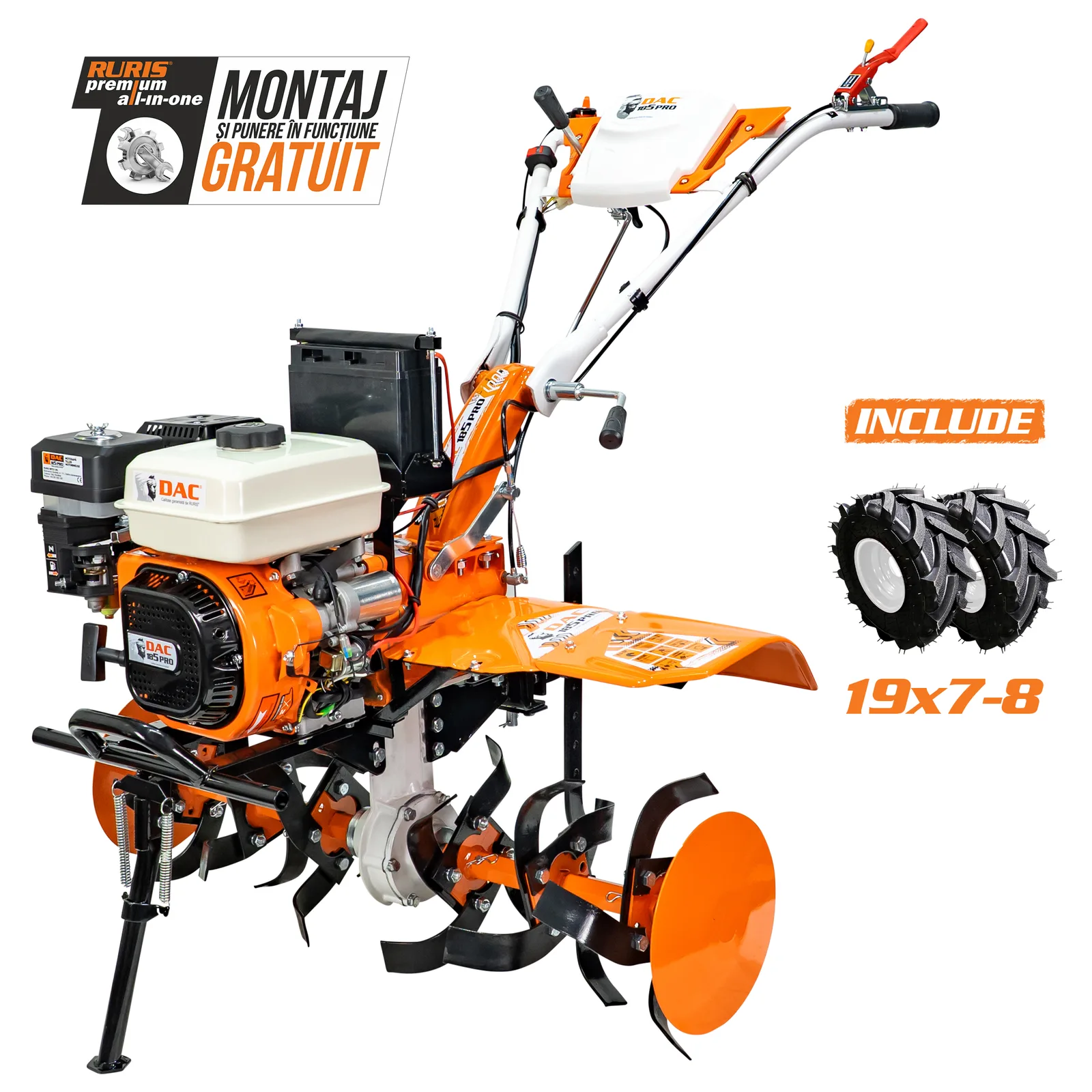 Motosapatoare DAC 185pro + roti cauciuc 19×7-8