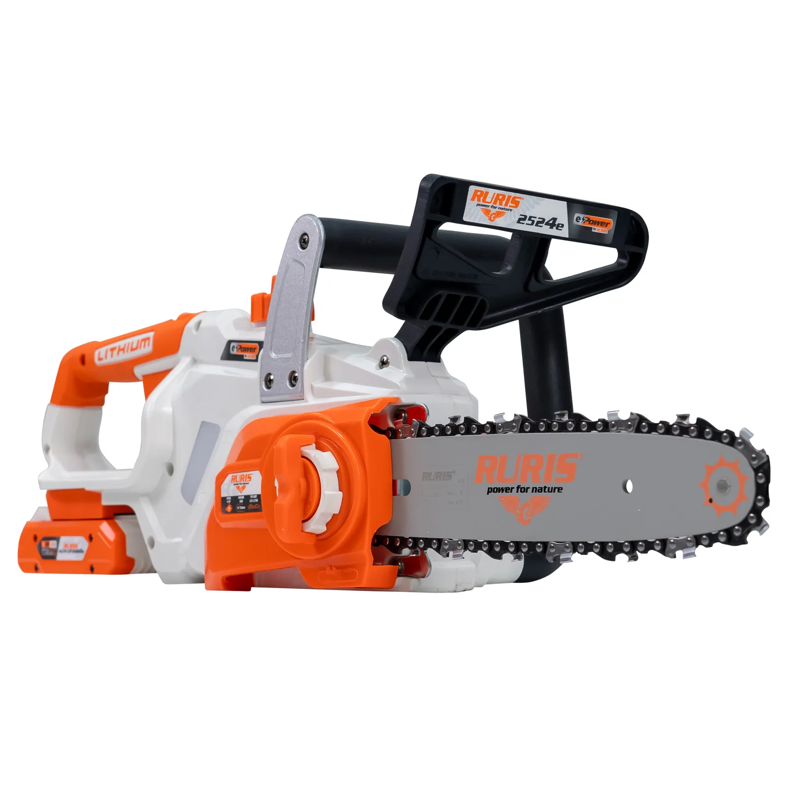 Electroferastrau pe acumulator RURIS 2524e Power Alfa Up, 20V, sina 250mm (10”), lant 3/8” 1.3mm, include acumulator 2400e X-Charge