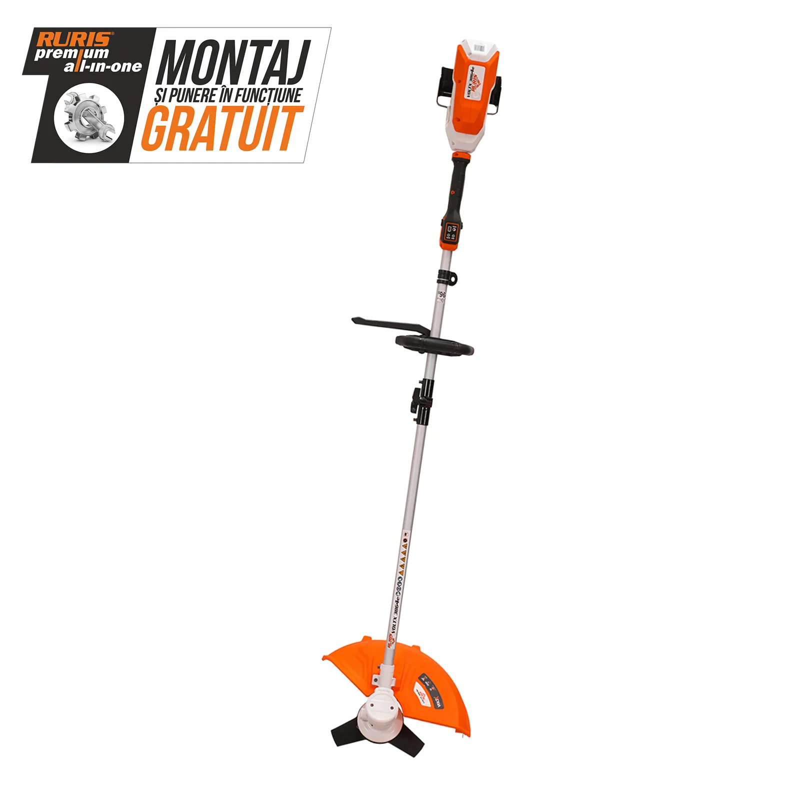 Motocoasa de umar pe acumulator RURIS VoltX 3864e, 60V, diametru taiere 420mm (fir) / 350mm (cutit), fara acumulator si incarcator in setul de livrare