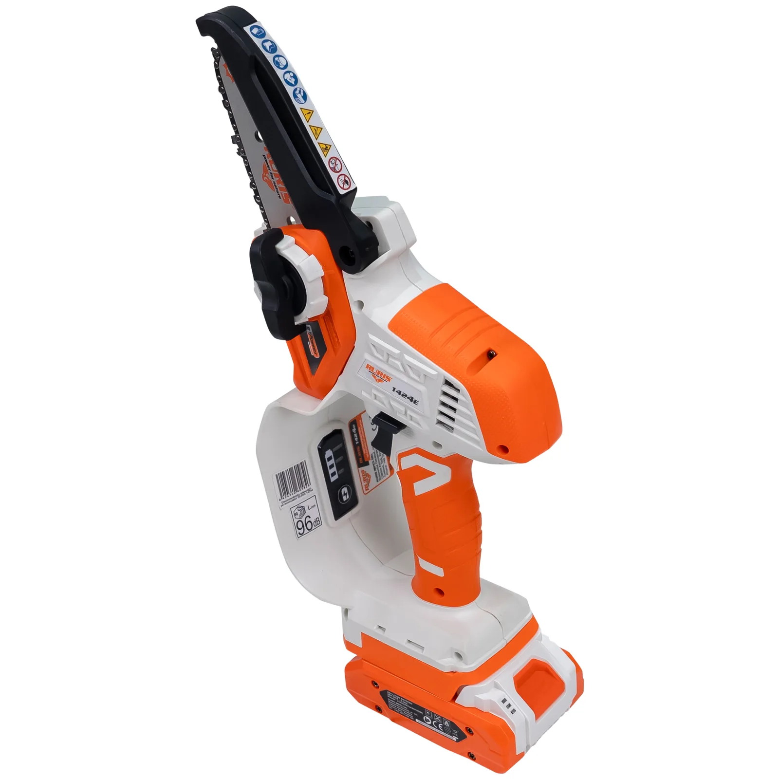 Electroferastrau telescopic pe acumulator RURIS 1424e Power Alfa Up, 20V, sina 10cm, lant 3/8” 1.3mm, brat telescopic 129-170cm, include acumulator 2400e X-Charge