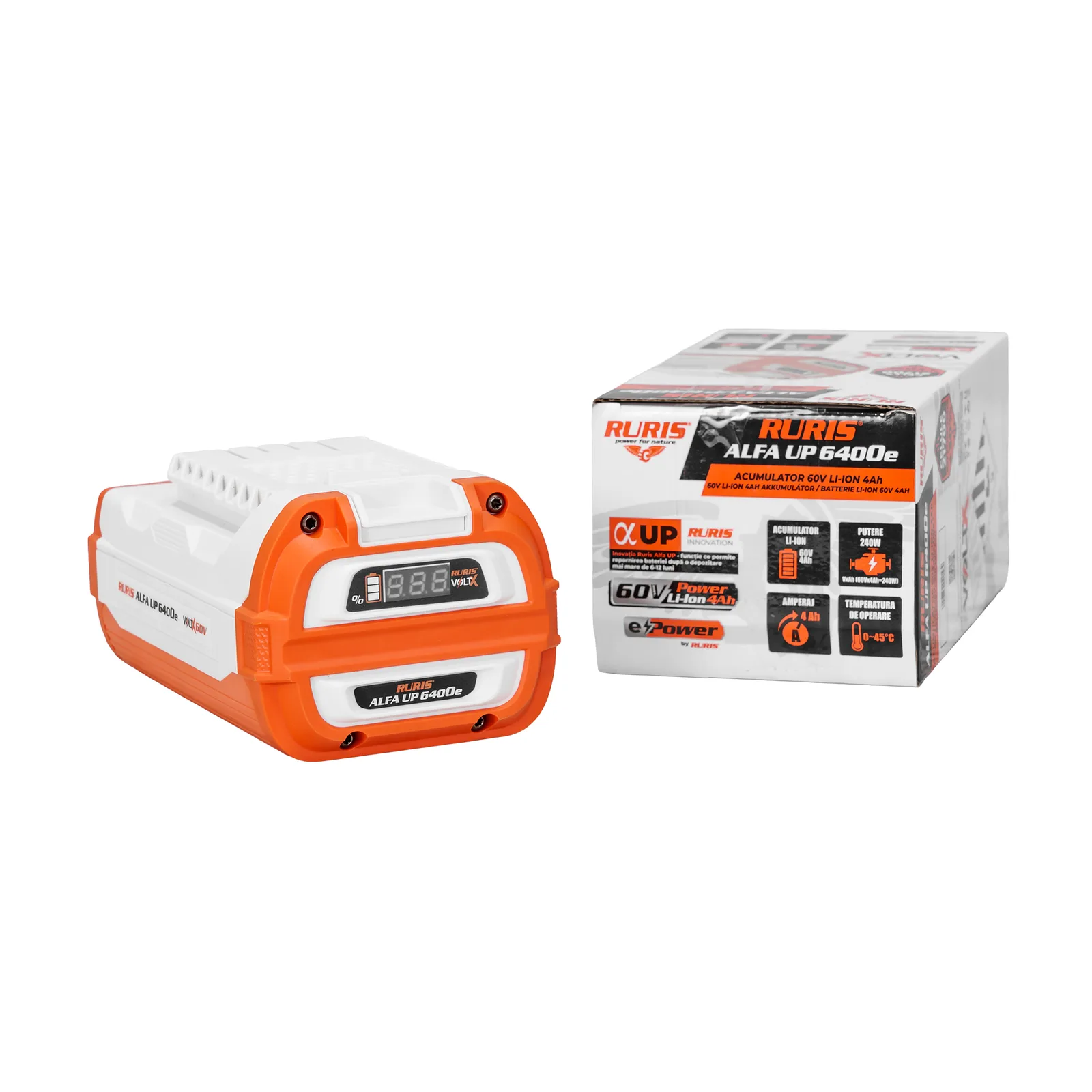 Acumulator RURIS Alfa Up 6400e, 60V, 4Ah, pentru platforma VoltX