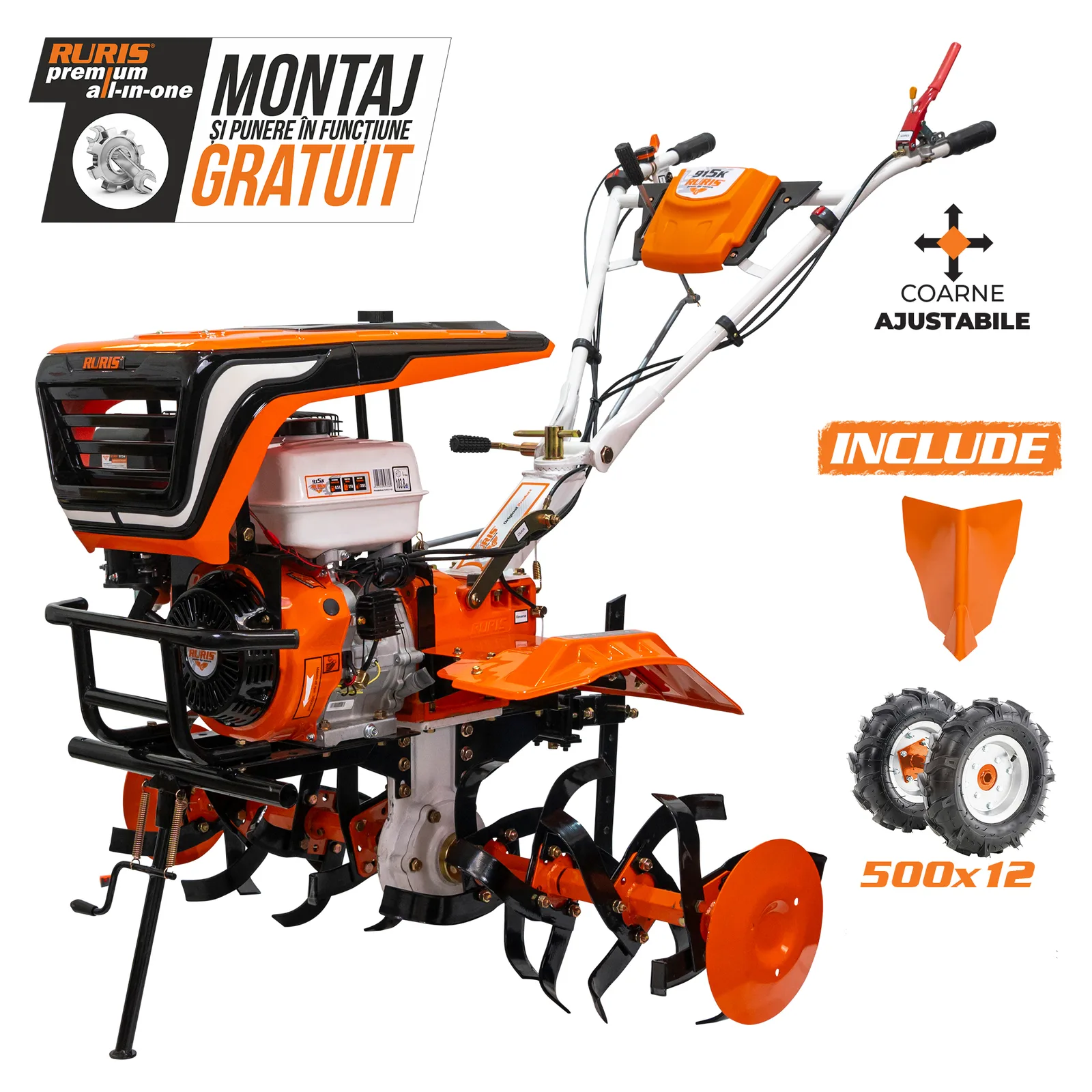 Motosapatoare RURIS 915k + roti cauciuc 5.00-12+rarita