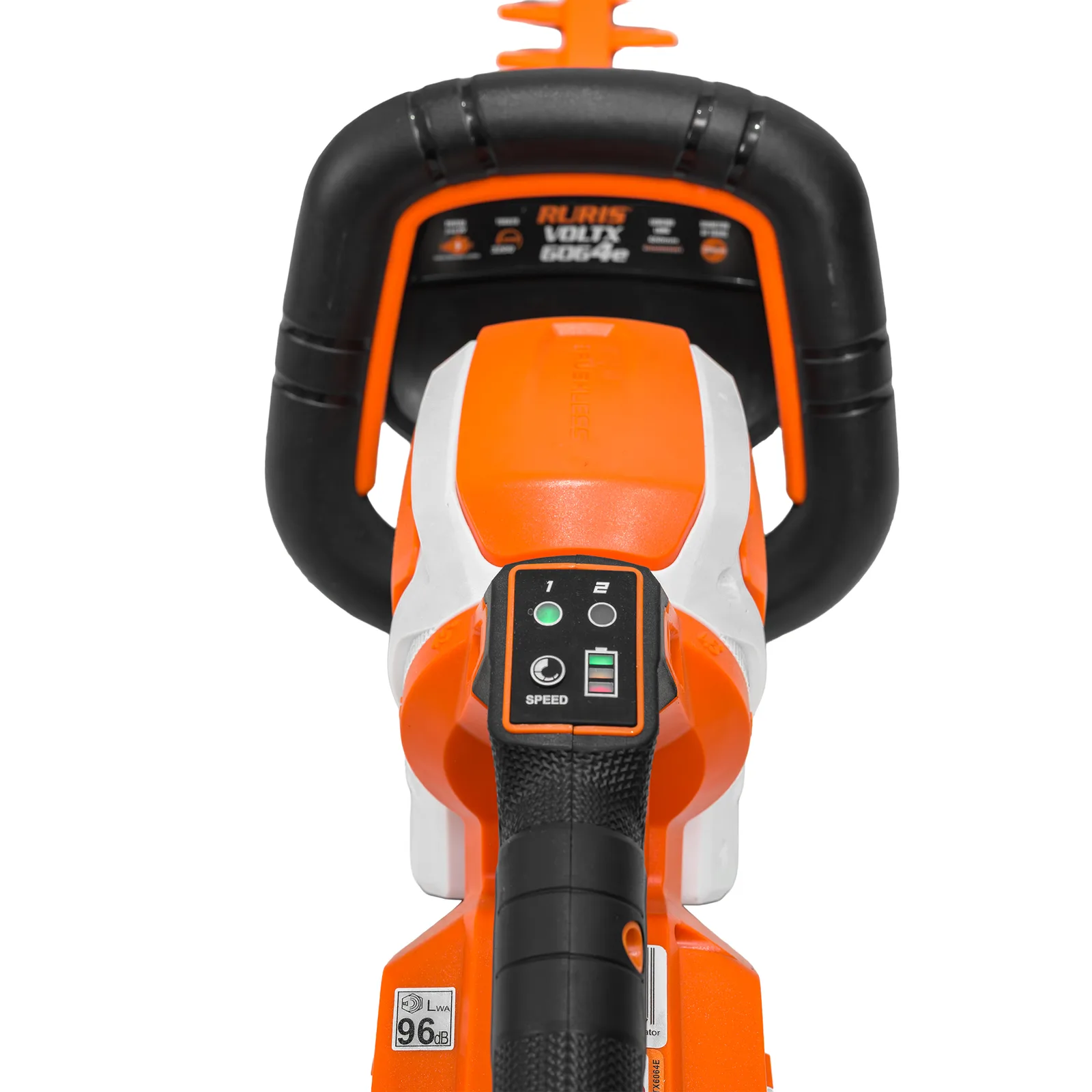 Electrofoarfeca pe acumulator RURIS VoltX 6064e, 60V, lama 650mm, maner rotativ in 5 pozitii, include acumulator Alfa Up 6400e si incarcator 64e