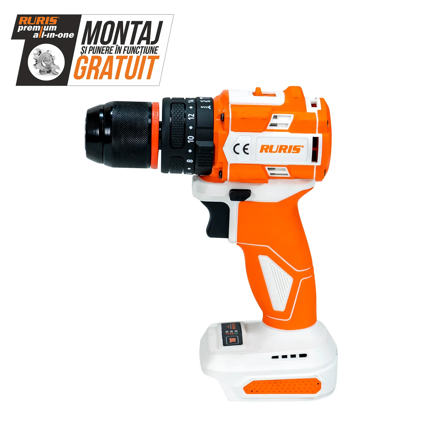 Masina de gaurit/insurubat cu percutie pe acumulator RURIS RMX1360, mandrina 0-13mm, fara acumulator in setul de livrare