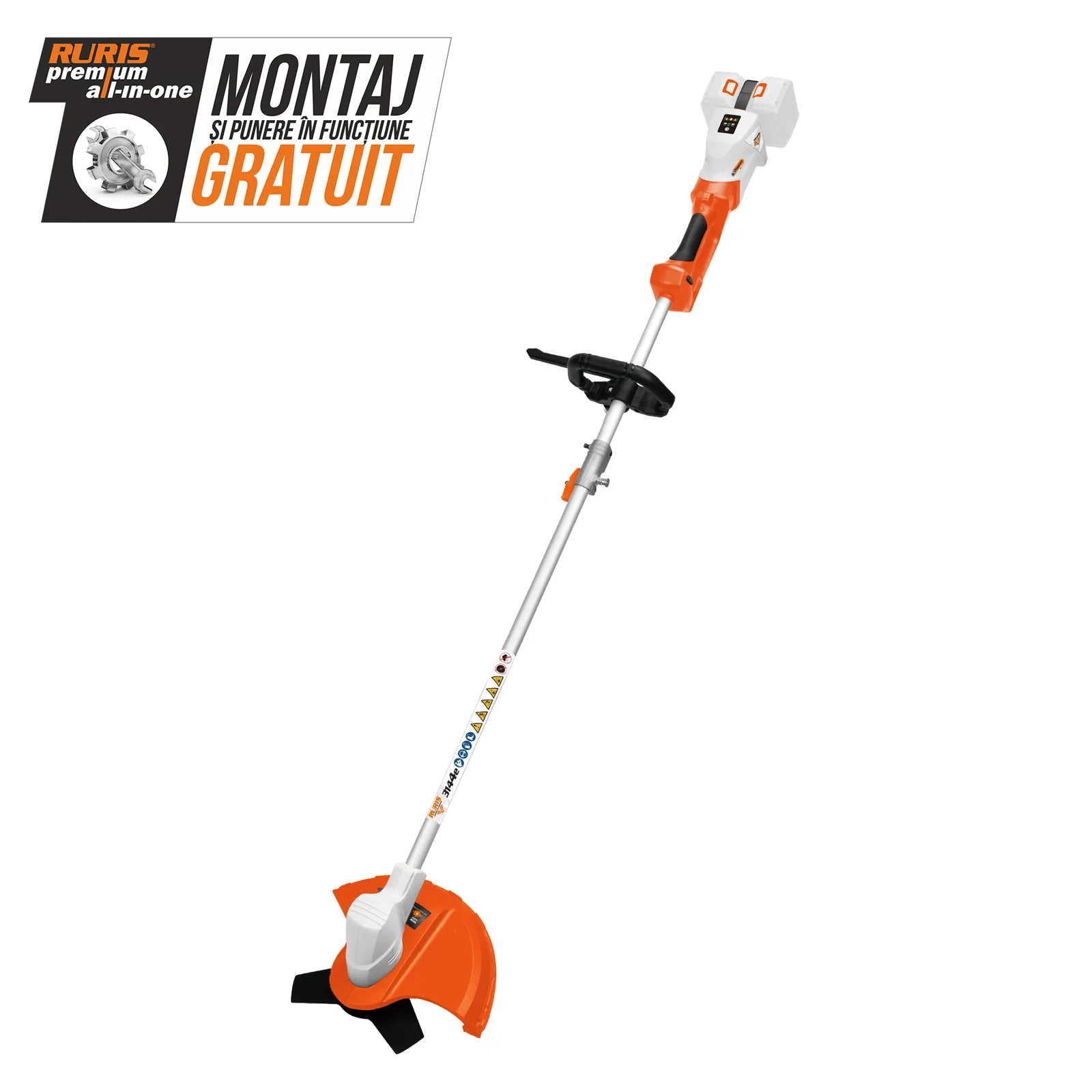 Motocoasa de umar pe acumulator RURIS 3144e, 2x20V, diametru taiere 300mm (fir) / 255mm (cutit), fara acumulatori si incarcator in setul de livrare