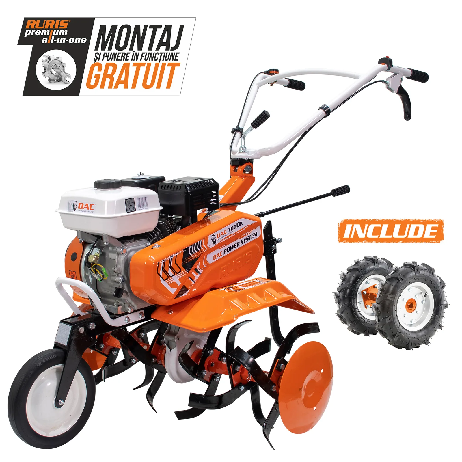 Motosapa DAC 7000k start plus + roti cauciuc 4.00-8