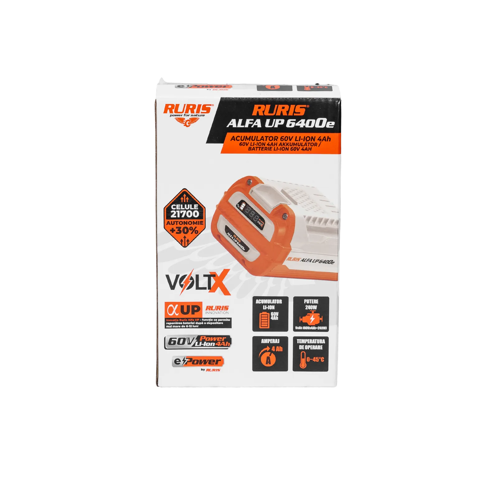 Acumulator RURIS Alfa Up 6400e, 60V, 4Ah, pentru platforma VoltX