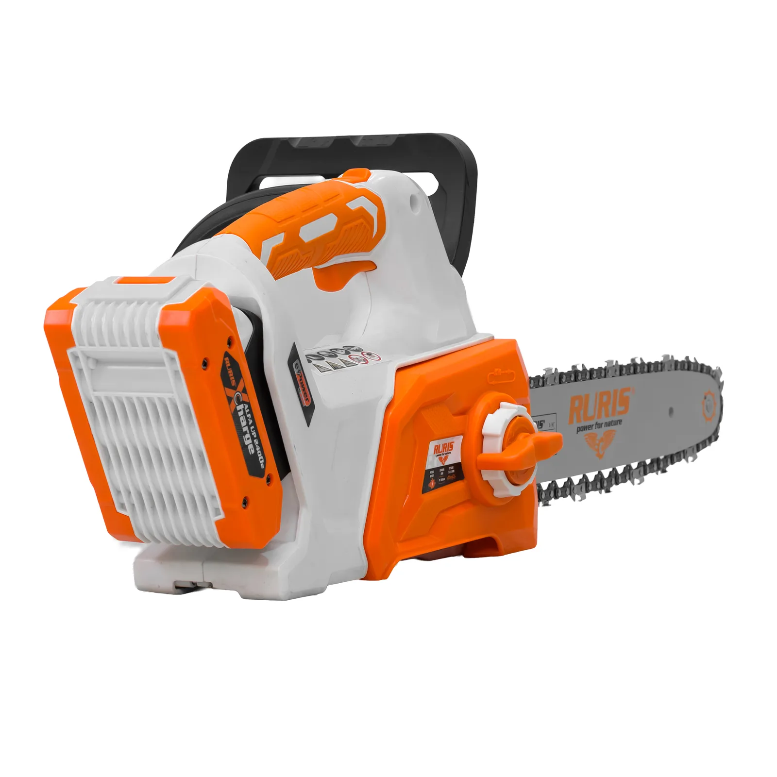 Electroferastrau pe acumulator RURIS 2624e, 20V, sina 300mm, lant 3/8” 1.1, viteza lant 7 m/s, include acumulator 2400e X-Charge