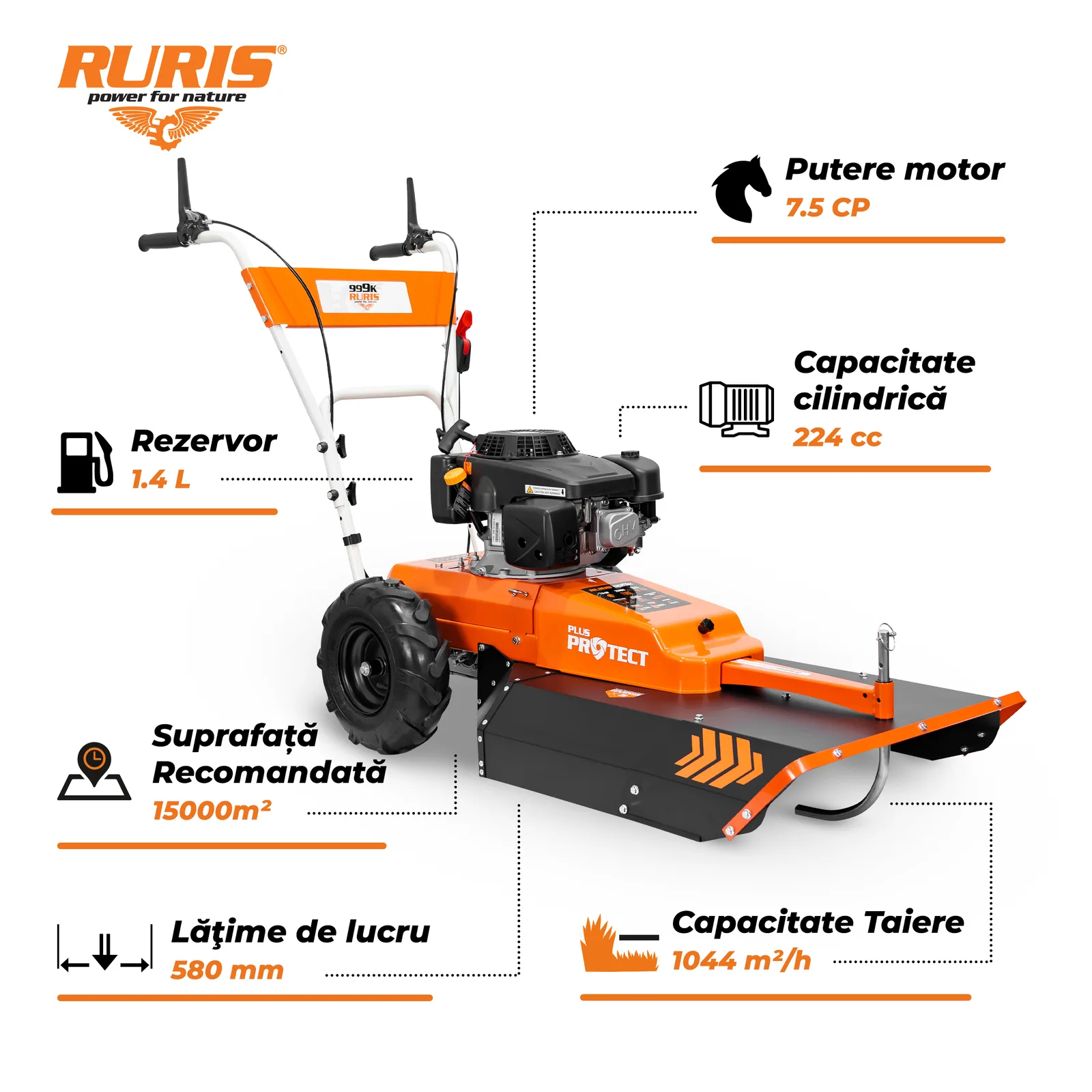 Motocositoare profesionala cu functie de mulcire RURIS 999k