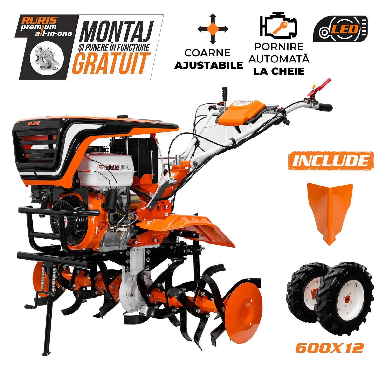 Motosapatoare RURIS 918k pro + roti cauciuc 6.00-12+rarita