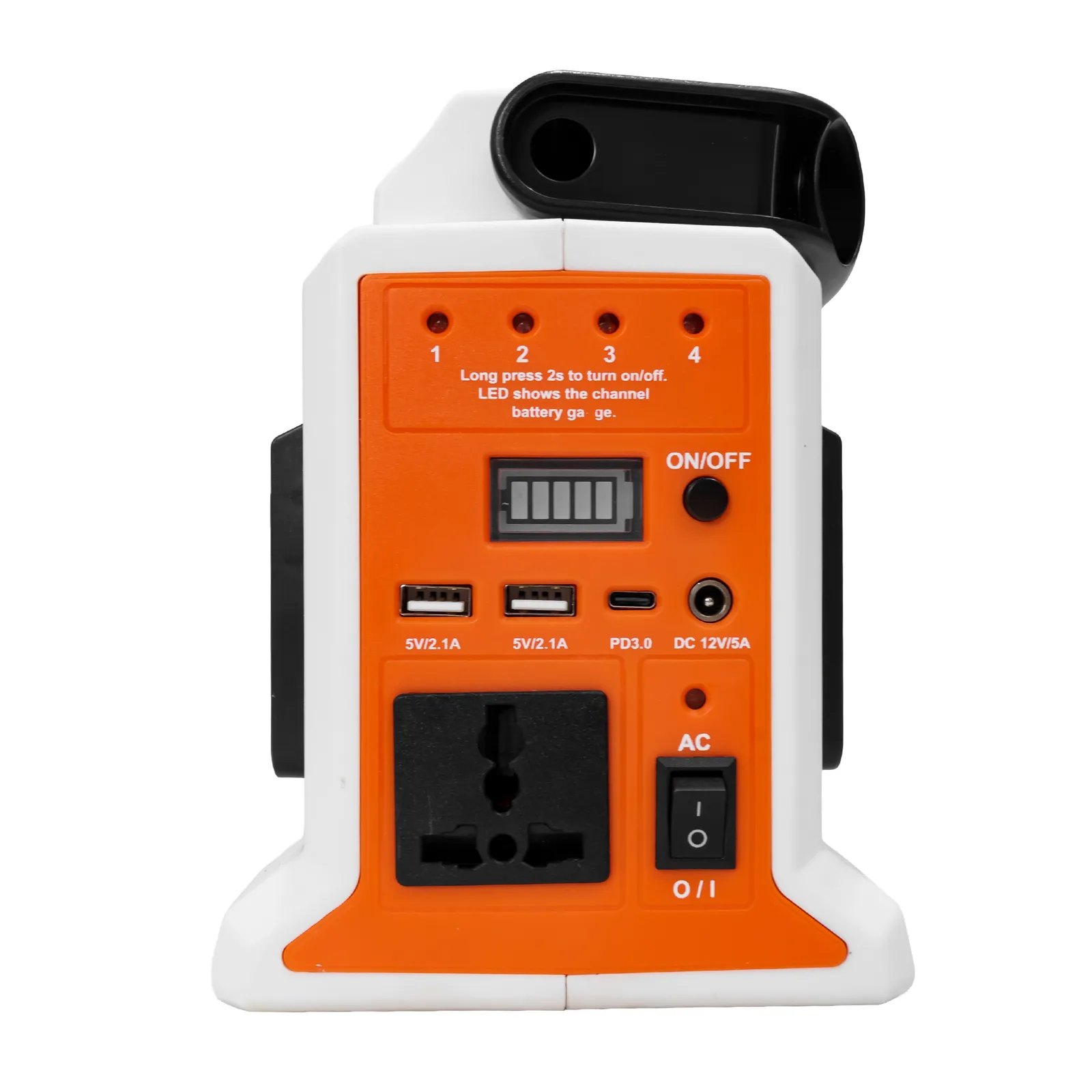Invertor portabil pe acumulator RURIS 30024e, putere nominala 300W, 4 porturi acumulatori, port USB-C 18W, include 4 acumulatori 2400e X-Charge