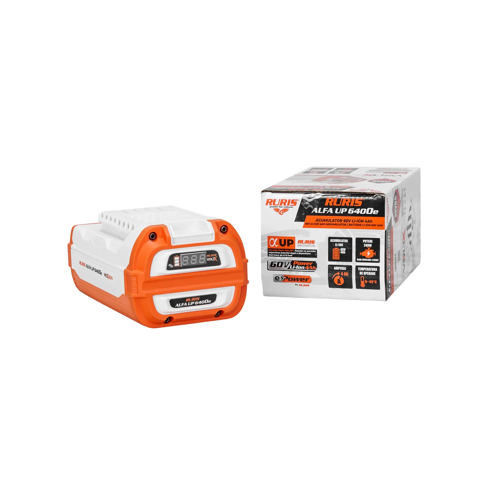 Acumulator RURIS Alfa Up 6400e, 60V, 4Ah, pentru platforma VoltX