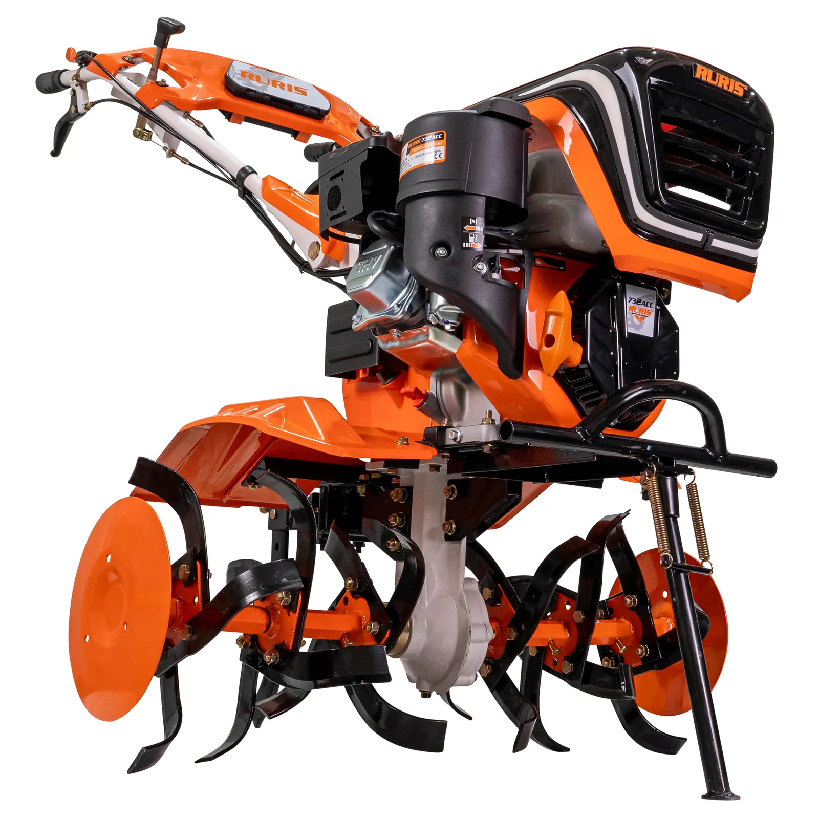 Motosapatoare RURIS 732acc + roti cauciuc 5.00-8+rarita+plug+adaptor+dispozitiv scos cartofi+roti metalice 400 fara manicot+cultivator