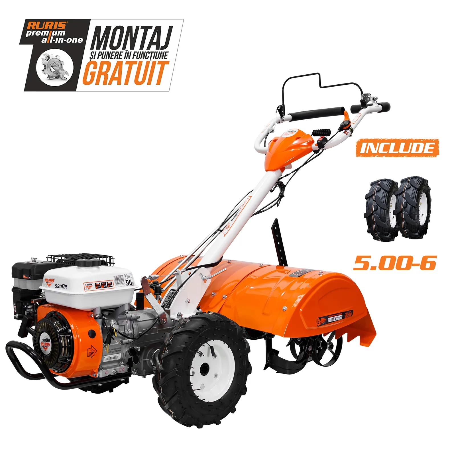 Motosapa RURIS 5900r + roti cauciuc 5.00-6