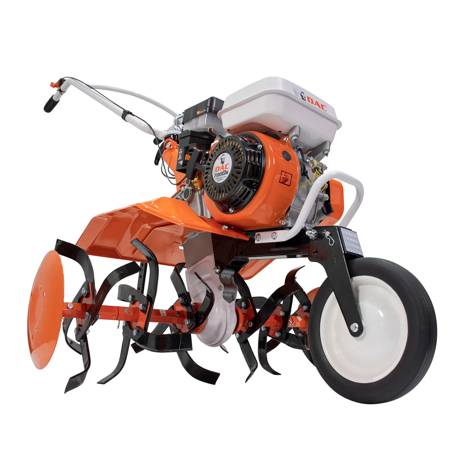 Motosapa DAC 7000acc4 + roti cauciuc 4.00-8+rarita+plug+adaptor+dispozitiv scos cartofi+roti metalice 400 fara manicot+cultivator+remorca RURIS 450s